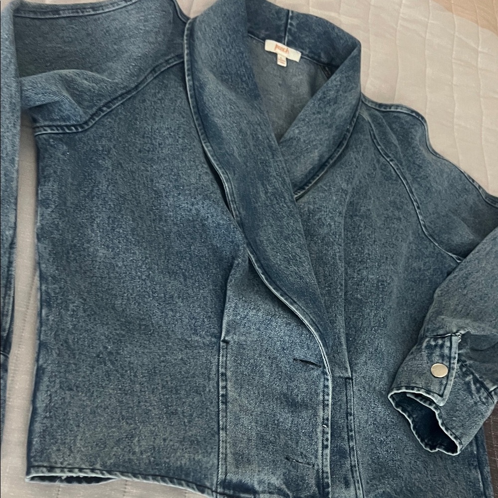 PEACH Women's Denim JACKET Blazer - Blue Jean never worn size L - Picture 7 of 17